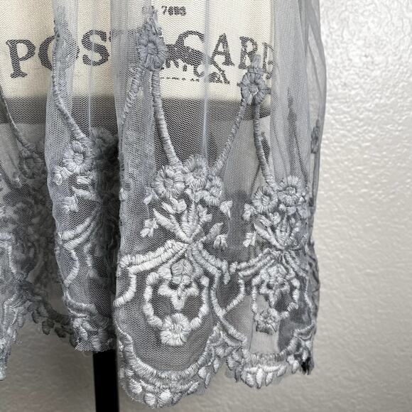 Catalog Classics Sz 2X Sheer Sleeveless Embroidered Lace Mesh Tunic Gray Coverup - Picture 4 of 7